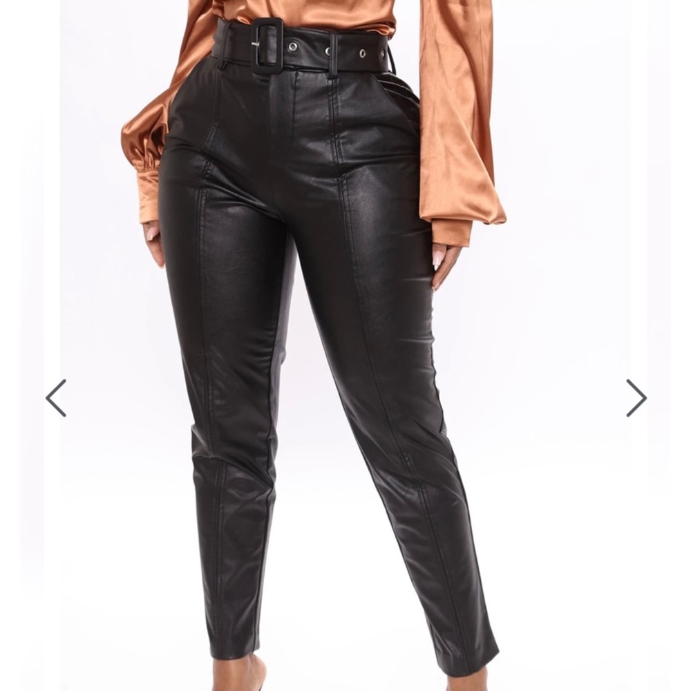 Belted faux leather pants!
